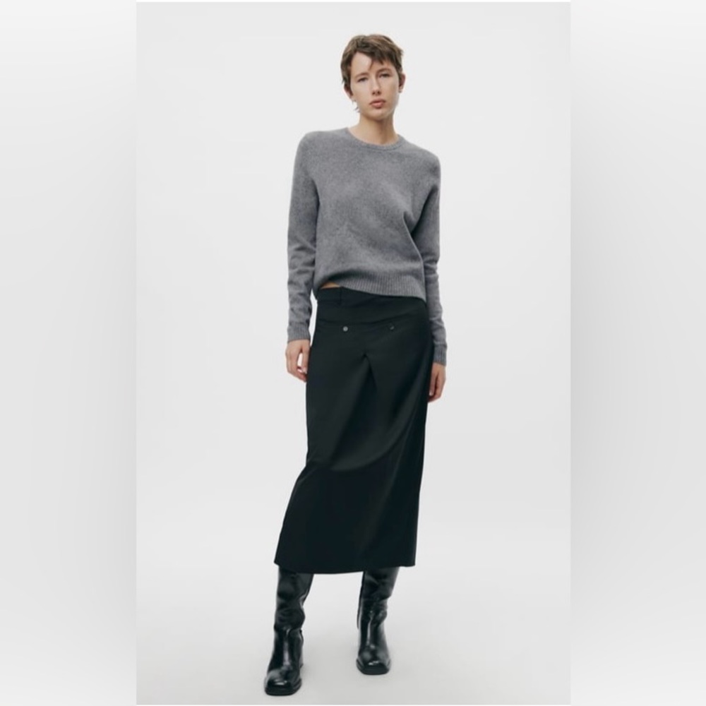 Zara Black Asymmetric Waist Skirt zw collection.